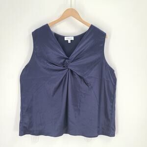 Gilli satin sleeveless blouse Blue Size 2x Stitch Fix office Formal Polished